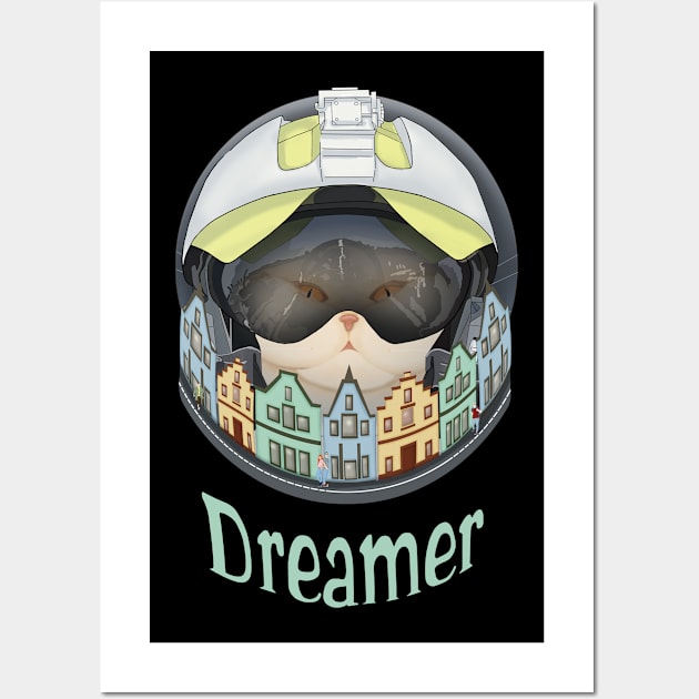 Сat pilot. Dreamer Wall Art by KateQR